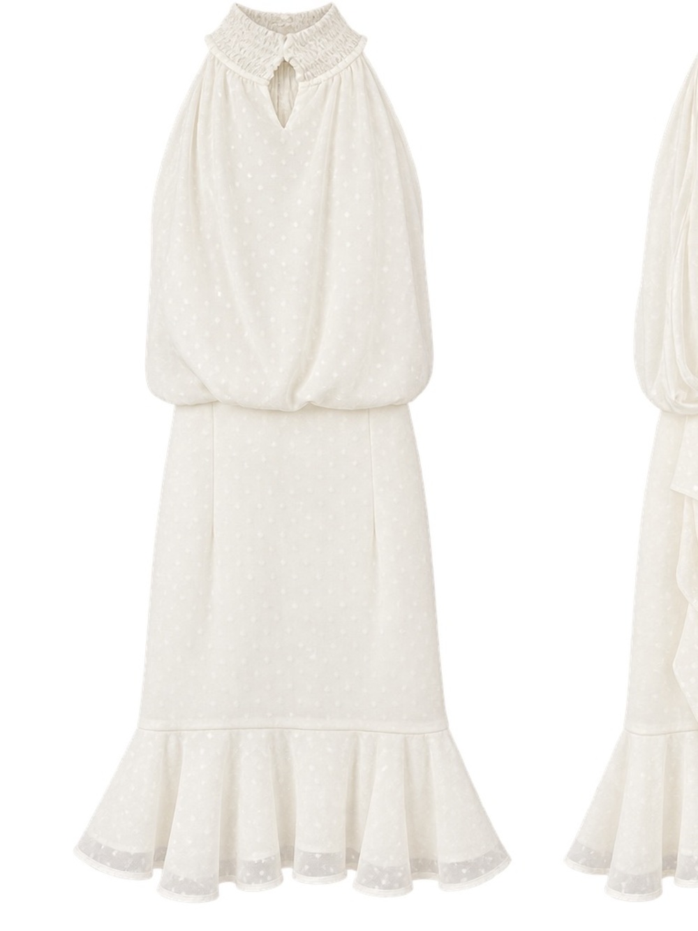 Lulu's Ivory Swiss Dot Halter Maxi Dress